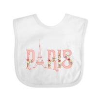 Inktastic Pink Paris Eiffel Tower with Flowers Boys or Girls Baby Bib