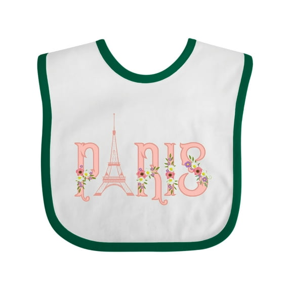 Inktastic Pink Paris Eiffel Tower with Flowers Boys or Girls Baby Bib