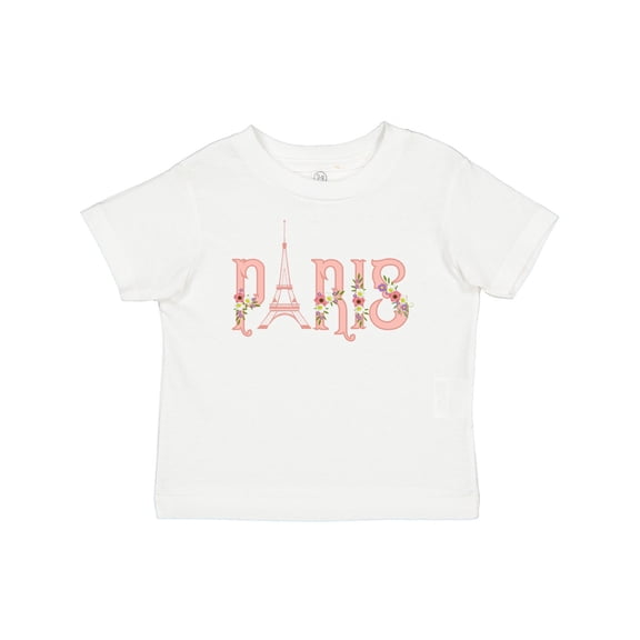 Inktastic Pink Paris Eiffel Tower with Flowers Boys or Girls Baby T-Shirt