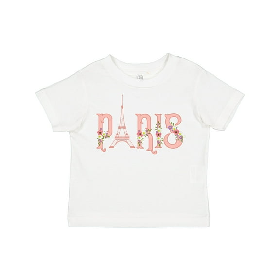 Inktastic Pink Paris Eiffel Tower with Flowers Boys or Girls Toddler T-Shirt