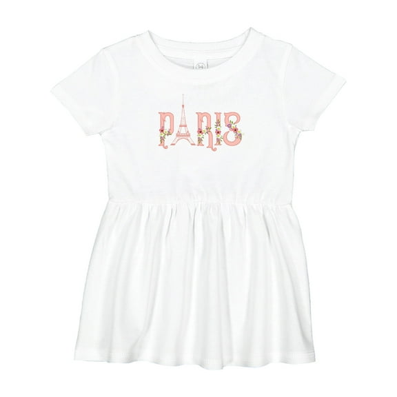 Inktastic Pink Paris Eiffel Tower with Flowers Girls Baby Dress