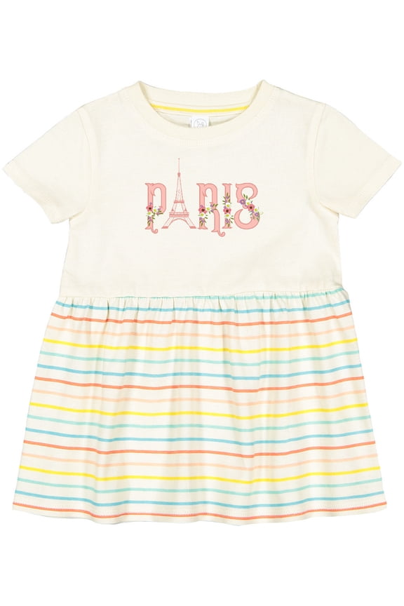 Pink Paris Eiffel Tower with Flowers Girls Baby Dress
