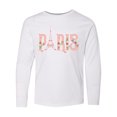 thumbnail image 1 of Inktastic Pink Paris Eiffel Tower with Flowers Long Sleeve Youth T-Shirt, 1 of 5