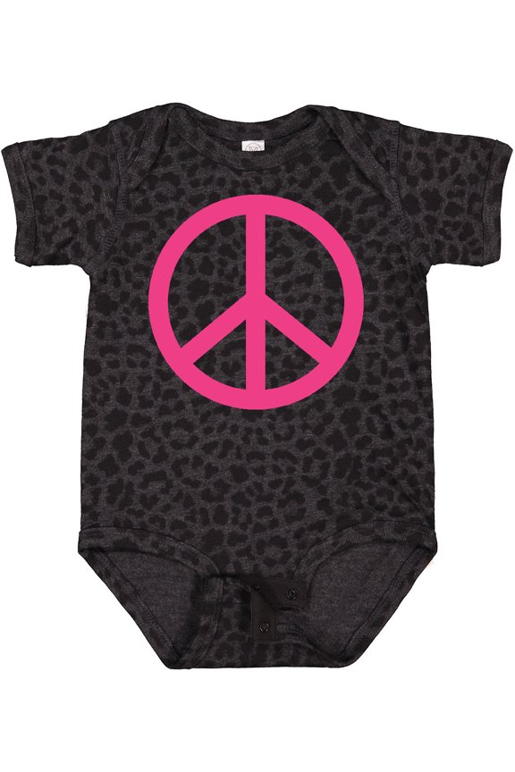 Pink Peace Sign Girls Baby Bodysuit