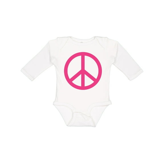 Inktastic Pink Peace Sign Girls Long Sleeve Baby Bodysuit