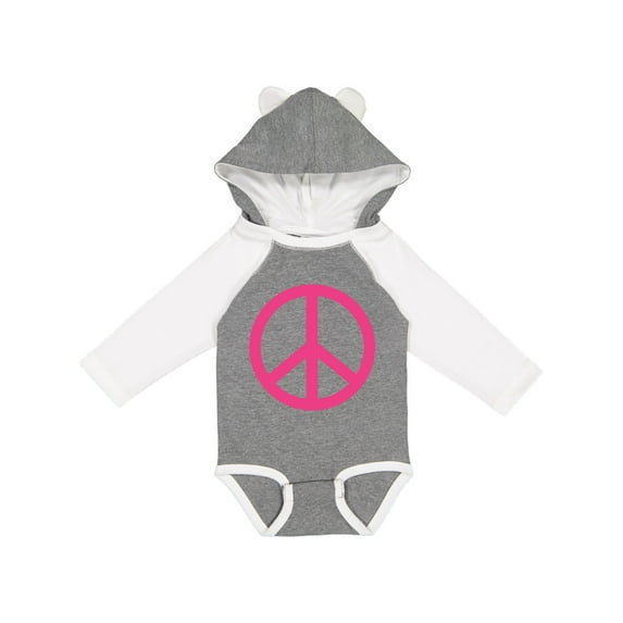 Inktastic Pink Peace Sign Girls Long Sleeve Baby Bodysuit