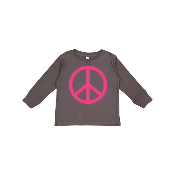 Inktastic Pink Peace Sign Girls Long Sleeve Toddler T-Shirt