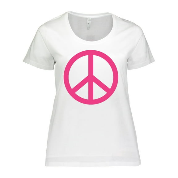 Inktastic Pink Peace Sign Women's Plus Size T-Shirt