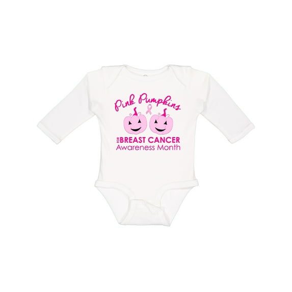 Inktastic Pink Pumpkins for Breast Cancer Awareness Boys or Girls Long Sleeve Baby Bodysuit