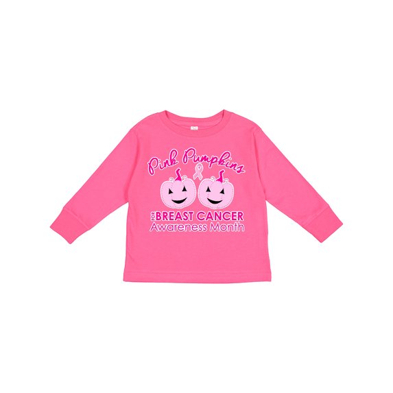Inktastic Pink Pumpkins for Breast Cancer Awareness Boys or Girls Long Sleeve Toddler T-Shirt