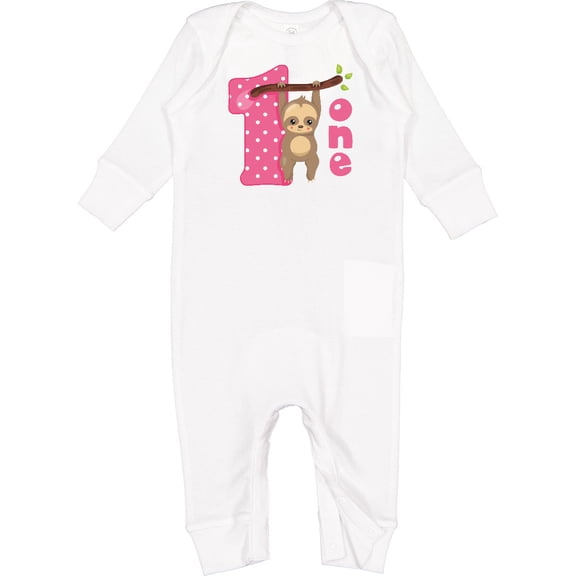 Inktastic Pink Sloth 1st Birthday Baby Romper Coveralls