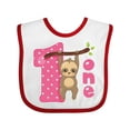 thumbnail image 1 of Inktastic Pink Sloth 1st Birthday Girls Baby Bib, 1 of 4