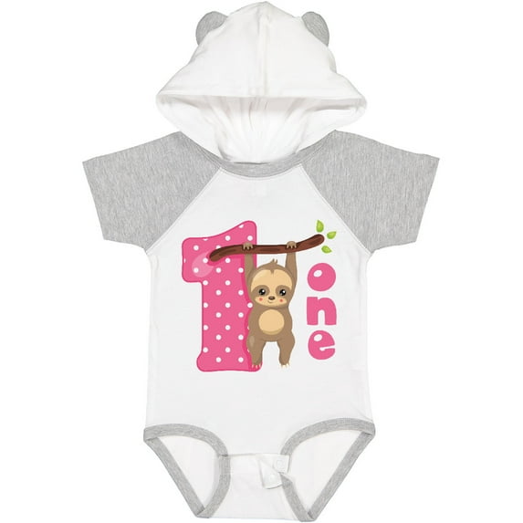 Inktastic Pink Sloth 1st Birthday Girls Baby Bodysuit
