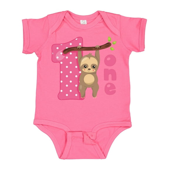 Inktastic Pink Sloth 1st Birthday Girls Baby Bodysuit