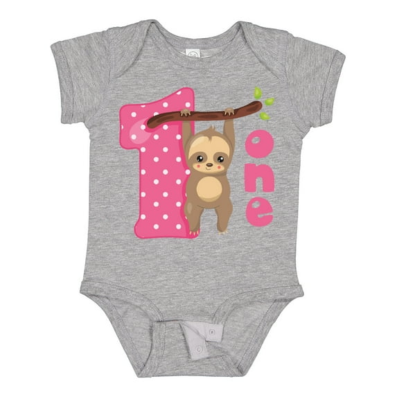 Inktastic Pink Sloth 1st Birthday Girls Baby Bodysuit