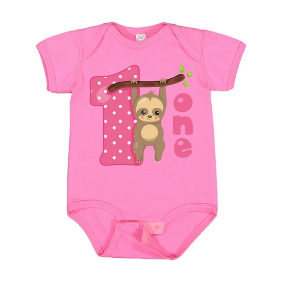 Inktastic Pink Sloth 1st Birthday Girls Baby Bodysuit