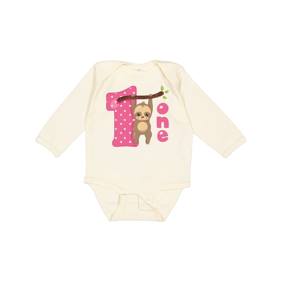 Inktastic Pink Sloth 1st Birthday Girls Long Sleeve Baby Bodysuit