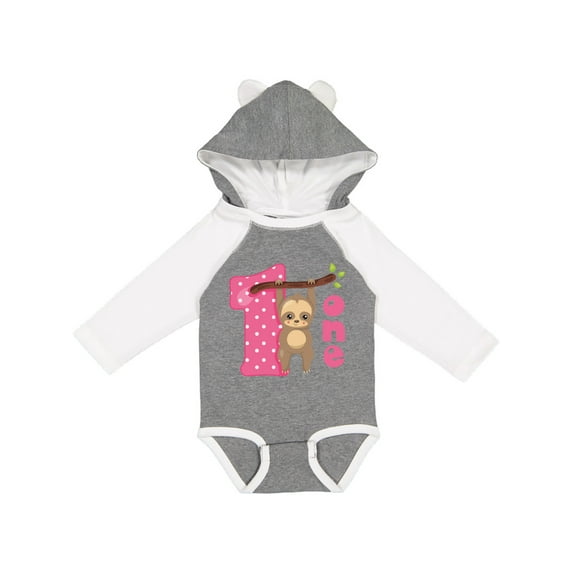 Inktastic Pink Sloth 1st Birthday Girls Long Sleeve Baby Bodysuit