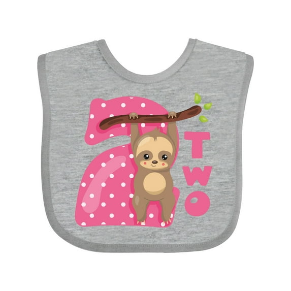Inktastic Pink Sloth 2nd Birthday Girls Baby Bib