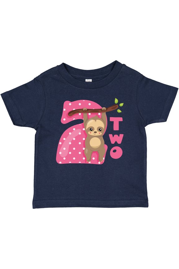 Pink Sloth 2nd Birthday Girls Baby T-Shirt