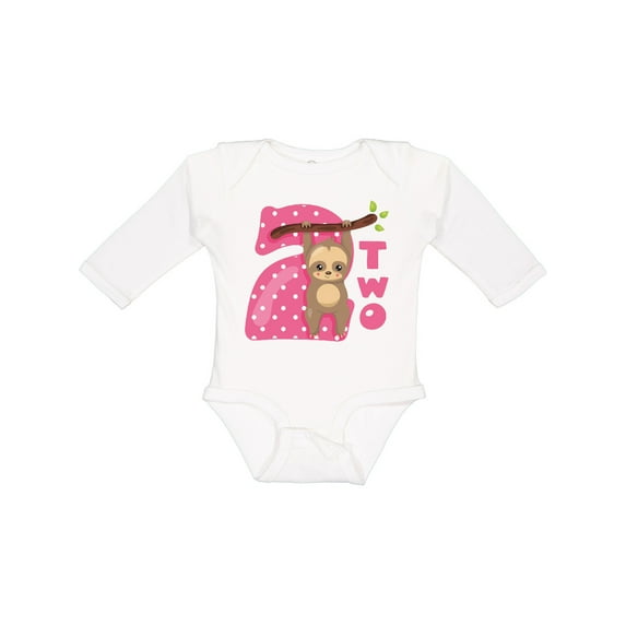 Inktastic Pink Sloth 2nd Birthday Girls Long Sleeve Baby Bodysuit