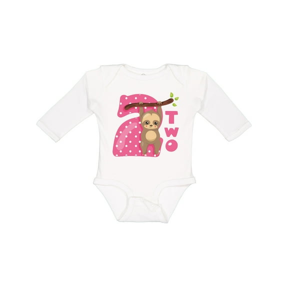 Inktastic Pink Sloth 2nd Birthday Girls Long Sleeve Baby Bodysuit