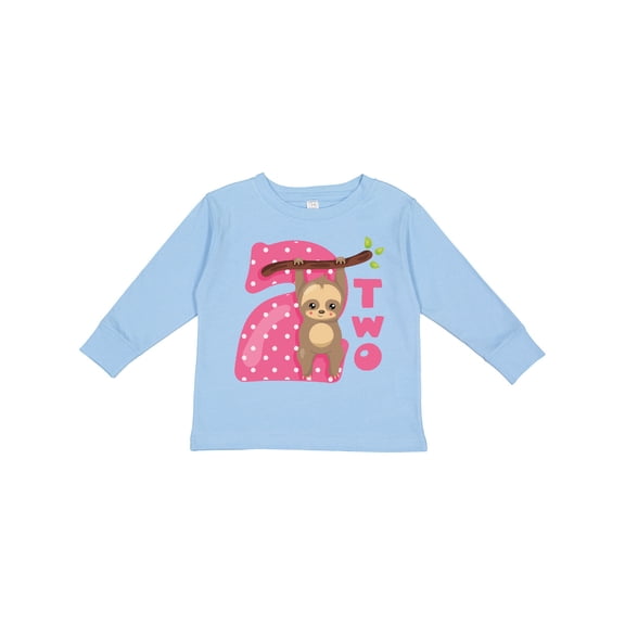 Inktastic Pink Sloth 2nd Birthday Girls Long Sleeve Toddler T-Shirt