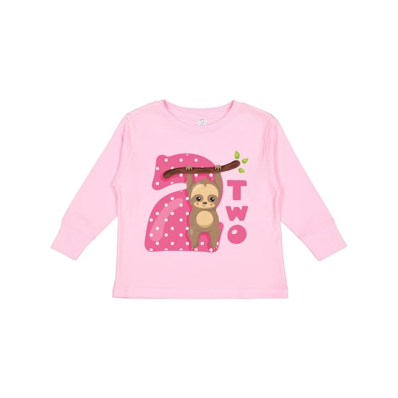 Inktastic Pink Sloth 2nd Birthday Girls Long Sleeve Toddler T-Shirt