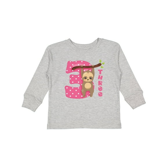 Inktastic Pink Sloth 3rd Birthday Girls Long Sleeve Toddler T-Shirt