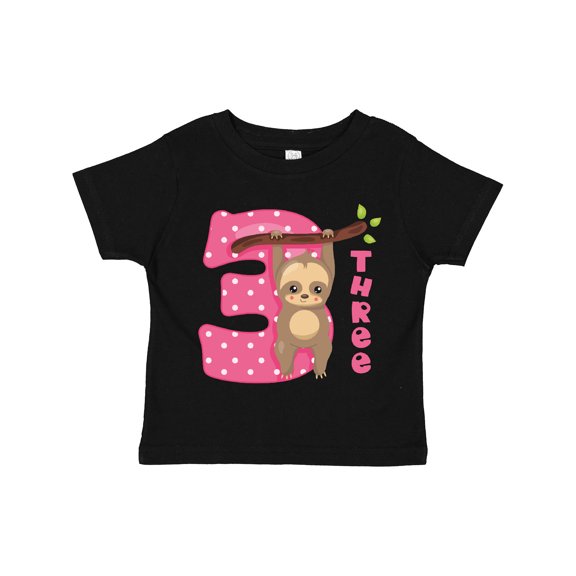 Inktastic Pink Sloth 3rd Birthday Girls Toddler T-Shirt