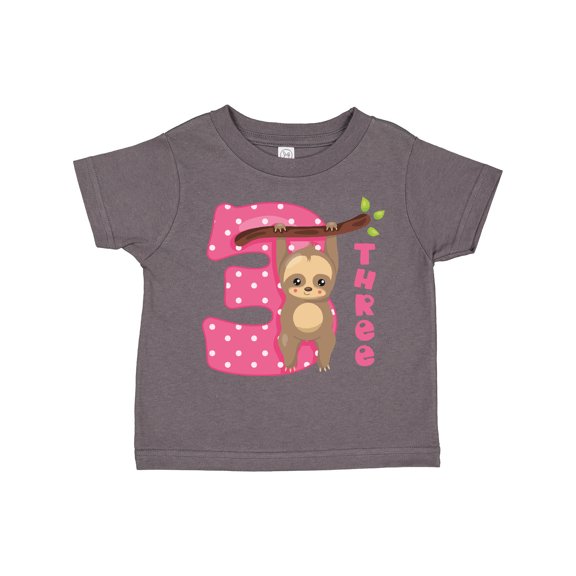 Inktastic Pink Sloth 3rd Birthday Girls Toddler T-Shirt