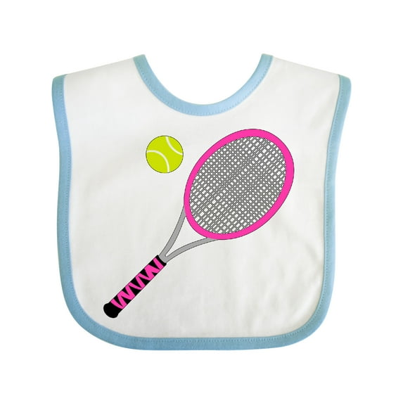 Inktastic Pink Tennis Racket and Ball Boys or Girls Baby Bib