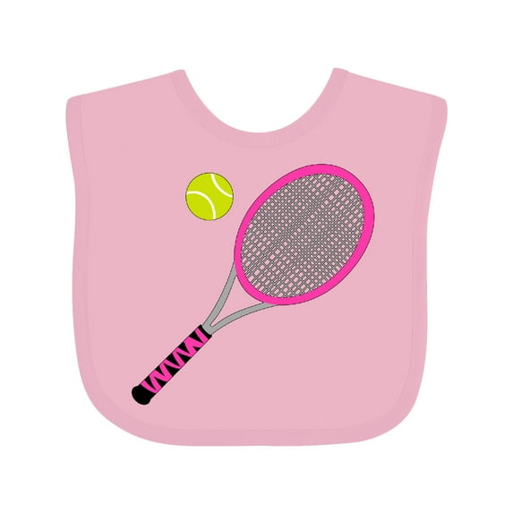 Inktastic Pink Tennis Racket and Ball Boys or Girls Baby Bib