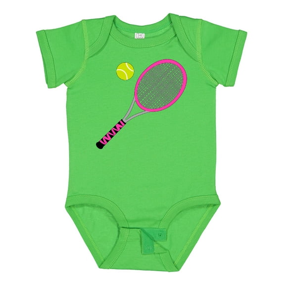 Inktastic Pink Tennis Racket and Ball Boys or Girls Baby Bodysuit