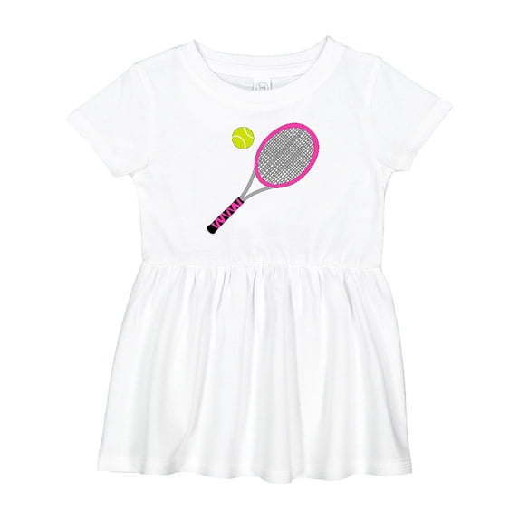 Inktastic Pink Tennis Racket and Ball Girls Baby Dress