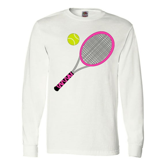 Inktastic Pink Tennis Racket and Ball Long Sleeve T-Shirt
