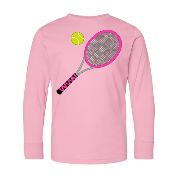 Inktastic Pink Tennis Racket and Ball Long Sleeve Youth T-Shirt