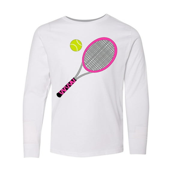 Inktastic Pink Tennis Racket and Ball Long Sleeve Youth T-Shirt