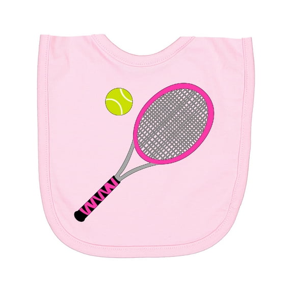 Inktastic Pink Tennis Racket and Ball Newborn Bib