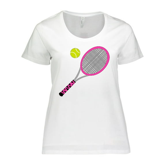 Inktastic Pink Tennis Racket and Ball Women's Plus Size T-Shirt