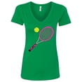 thumbnail image 1 of Inktastic Pink Tennis Racket and Ball Women's V-Neck T-Shirt, 1 of 5