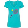 thumbnail image 1 of Inktastic Pink Tennis Racket and Ball Women's V-Neck T-Shirt, 1 of 5