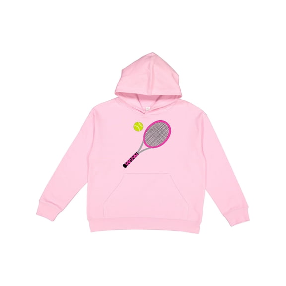 Inktastic Pink Tennis Racket and Ball Youth Hoodie Sweatshirt