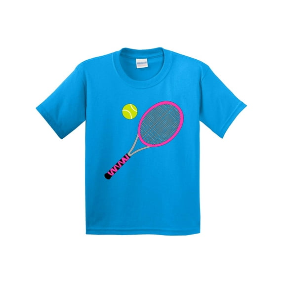Inktastic Pink Tennis Racket and Ball Youth T-Shirt