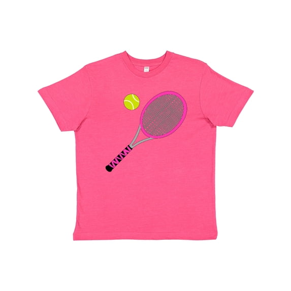 Inktastic Pink Tennis Racket and Ball Youth T-Shirt