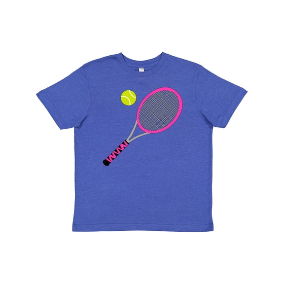 Inktastic Pink Tennis Racket and Ball Youth T-Shirt