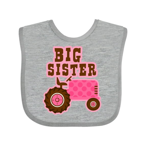 Inktastic Pink Tractor Big Sister Girls Baby Bib