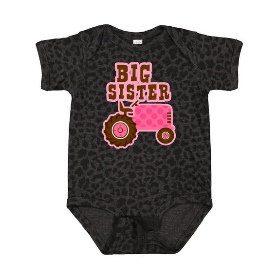 Inktastic Pink Tractor Big Sister Girls Baby Bodysuit