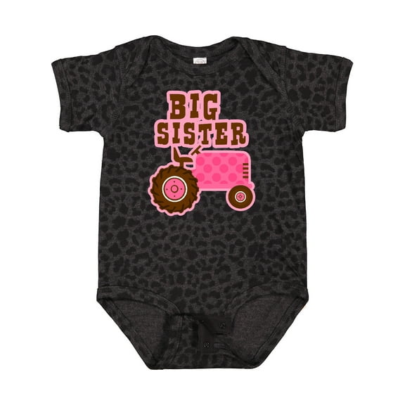 Inktastic Pink Tractor Big Sister Girls Baby Bodysuit
