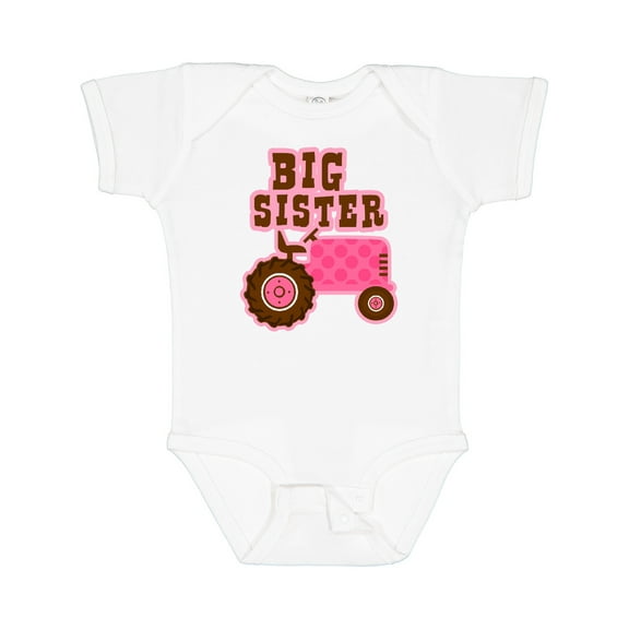 Inktastic Pink Tractor Big Sister Girls Baby Bodysuit